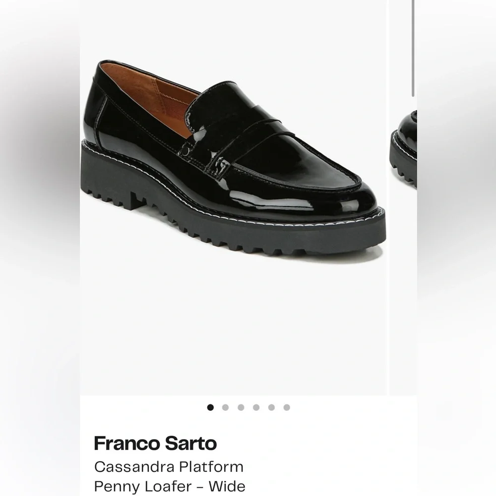 Franco Sarto Black Patent Leather Loafers